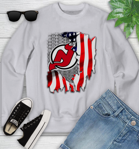 New Jersey Devils NHL Hockey American Flag Youth Sweatshirt 3