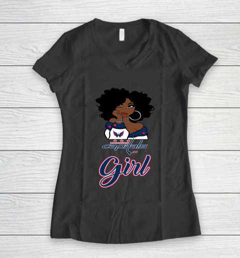 Washington Capitals Girl NHL Women's V-Neck T-Shirt 8
