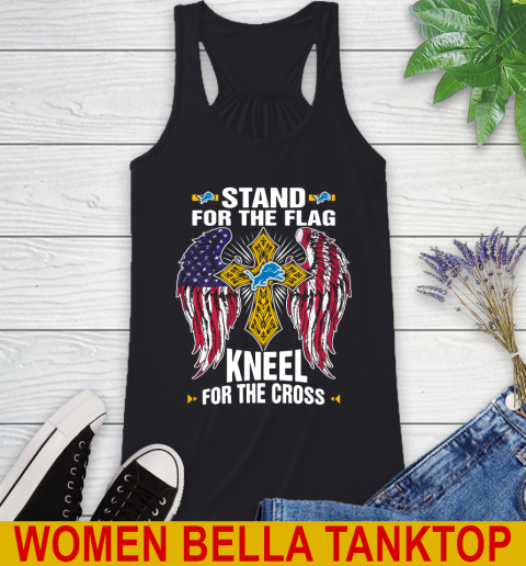 NFL Football Detroit Lions Stand For Flag Kneel For The Cross Shirt Racerback Tank