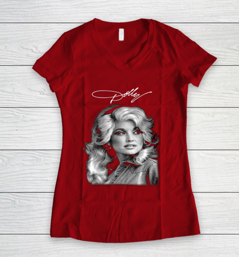 Dolly Parton Classic Vintage Signature Women's V-Neck T-Shirt 8