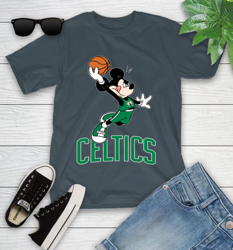 NBA Basketball Boston Celtics Cheerful Mickey Mouse Shirt Youth T-Shirt 8