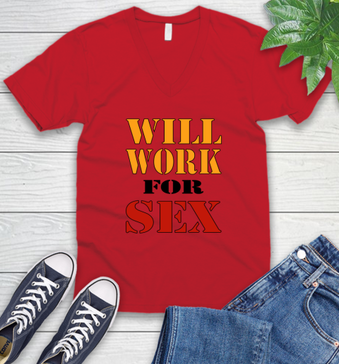 Miley Cyrus Will Work For Sex V-Neck T-Shirt 4