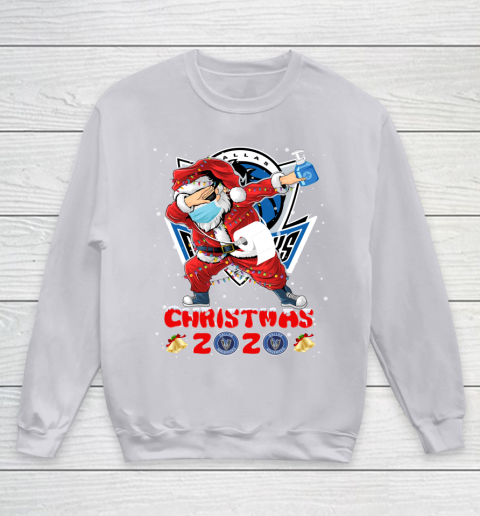 Dallas Mavericks Funny Santa Claus Dabbing Christmas 2020 NBA Youth Sweatshirt 3