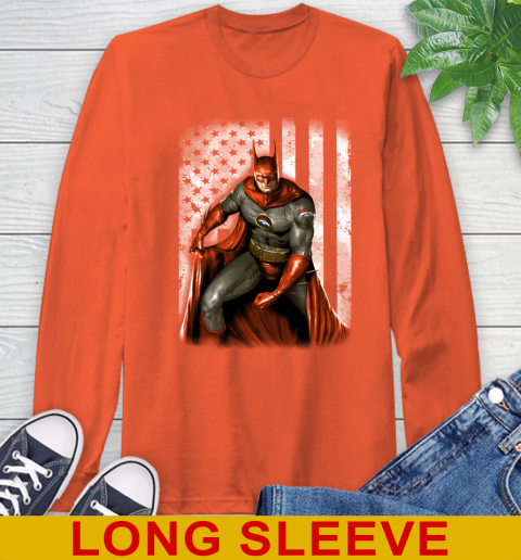 Denver Broncos NFL Football Batman DC American Flag Shirt Long Sleeve T Shirt Tee For Sports