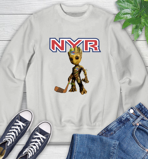 New York Rangers NHL Hockey Groot Marvel Guardians Of The Galaxy Sweatshirt 5