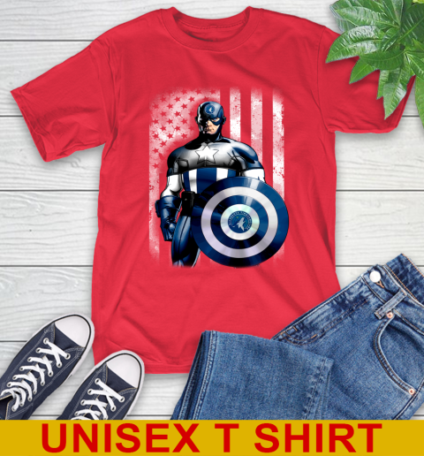 Minnesota Timberwolves NBA Basketball Captain America Marvel Avengers American Flag Shirt T-Shirt 12