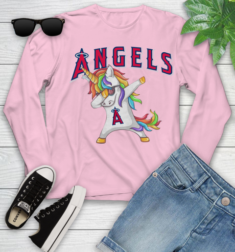 Los Angeles Angels MLB Baseball Funny Unicorn Dabbing Sports Youth Long Sleeve 10