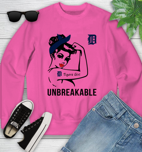 MLB Detroit Tigers Girl Unbreakable Baseball Sports Youth Sweatshirt 3