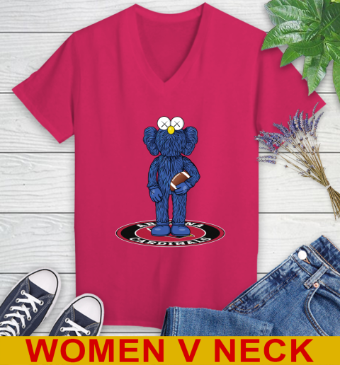 NFL Football Arizona Cardinals Kaws Bff Blue Figure Shirt Women's V-Neck T-Shirt 10