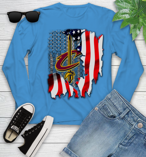 Cleveland Cavaliers NBA Basketball American Flag Youth Long Sleeve 8