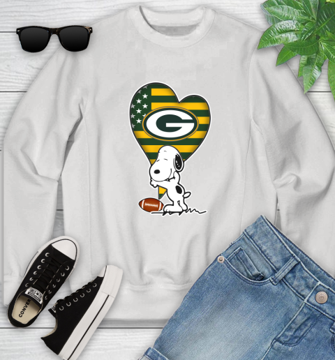 Green Bay Packers NFL Football The Peanuts Movie Adorable Snoopy Youth Sweatshirt