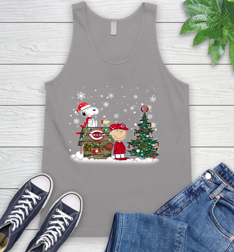 MLB Cincinnati Reds Snoopy Charlie Brown Christmas Baseball Commissioner's Trophy Tank Top 3