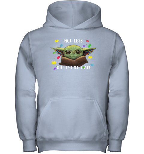 yzwl not less different i am baby yoda autism awareness shirts youth hoodie 43 front light pink