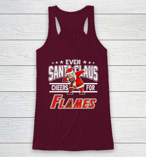 Calgary Flames Even Santa Claus Cheers For Christmas NHL Racerback Tank 2