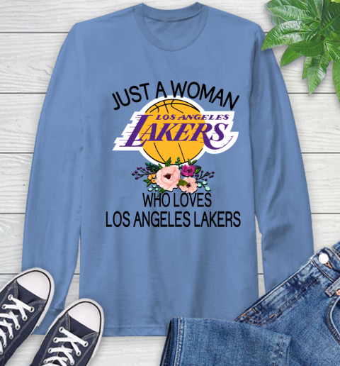 NBA Just A Woman Who Loves Los Angeles Lakers Basketball Sports Long Sleeve T-Shirt 10