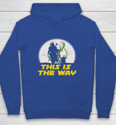 Milwaukee Bucks NBA Basketball Star Wars Yoda And Mandalorian This Is The Way Youth Hoodie 6