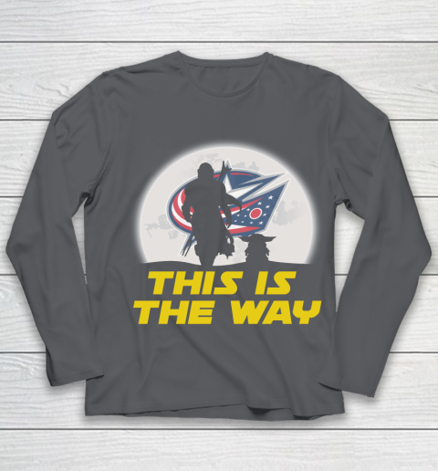 Columbus Blue Jackets NHL Ice Hockey Star Wars Yoda And Mandalorian This Is The Way Youth Long Sleeve 6