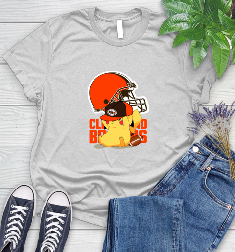 NFL Pikachu Football Sports Cleveland Browns Women's T-Shirt