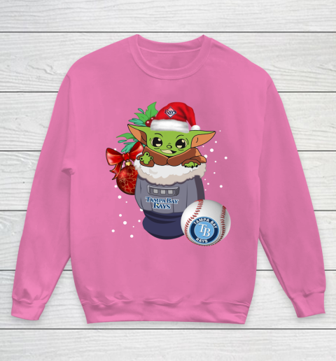 Tampa Bay Rays Christmas Baby Yoda Star Wars Funny Happy MLB Youth Sweatshirt 7