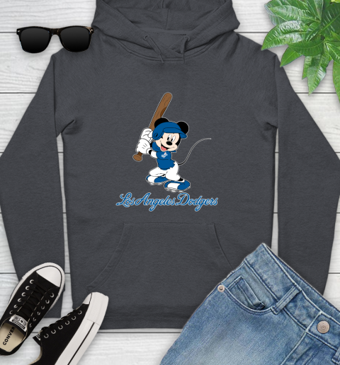 MLB Baseball Los Angeles Dodgers Cheerful Mickey Mouse Shirt Youth Hoodie Tee For Sports