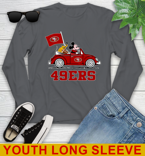 NFL Football San Francisco 49ers Pluto Mickey Driving Disney Shirt Youth Long Sleeve 9