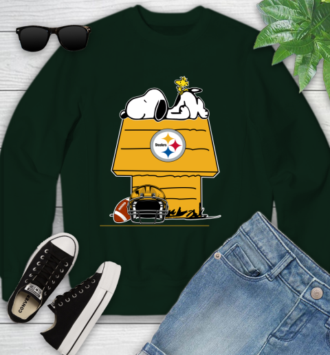 Pittsburgh Steelers NFL Football Snoopy Woodstock The Peanuts Movie Youth Sweatshirt 10