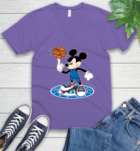 NBA Basketball Philadelphia 76ers Cheerful Mickey Disney Shirt V-Neck T-Shirt 9