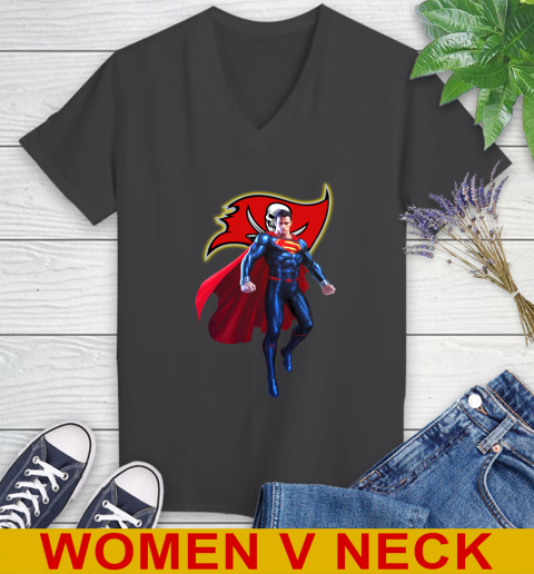 NFL Superman DC Sports Football Tampa Bay Buccaneers Women's V-Neck T-Shirt 9