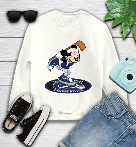 NHL Hockey Tampa Bay Lightning Cheerful Mickey Disney Shirt Youth Sweatshirt 2