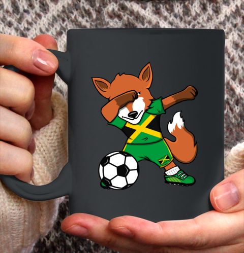 Dabbing Fox Jamaica Soccer Fans Jersey Jamaican Football Fan Ceramic Mug 11oz