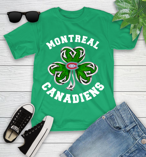 NHL Montreal Canadiens Three Leaf Clover St Patrick's Day Hockey Sports Youth T-Shirt 8