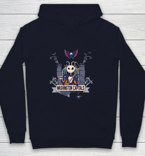 NHL Washington Capitals Hockey Jack Skellington Halloween Youth Hoodie 2