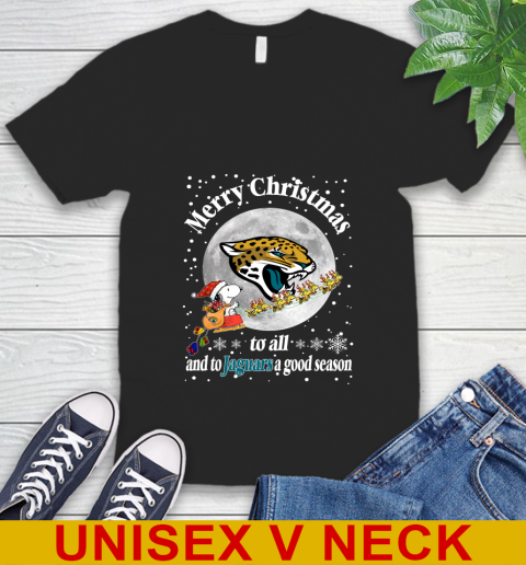 Jacksonville Jaguars Merry Christmas To All And To Jaguars A Good Season NFL Football Sports V-Neck T-Shirt
