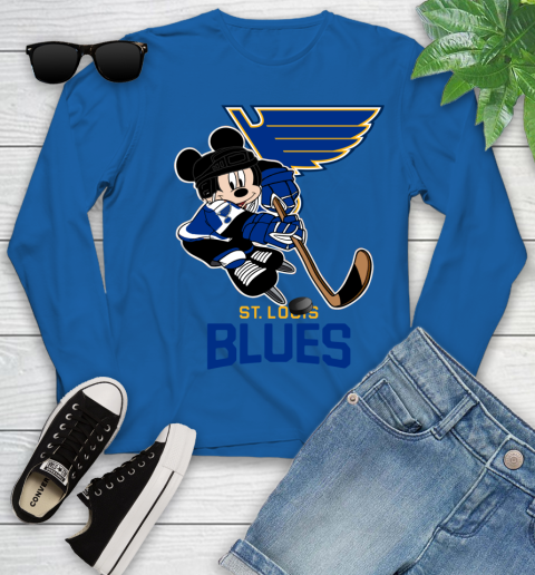 NHL St.Louis Blues Mickey Mouse Disney Hockey T Shirt Youth Long Sleeve 9