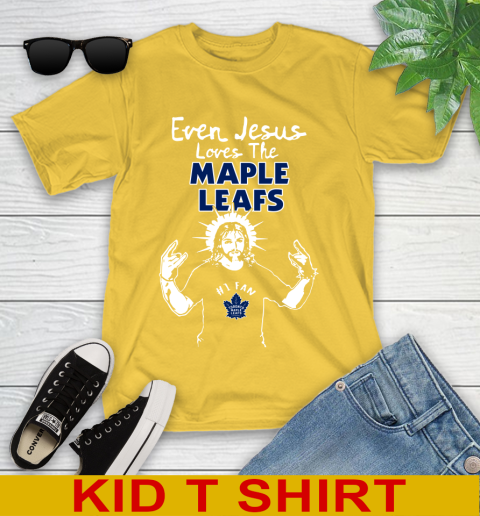 Toronto Maple Leafs NHL Hockey Even Jesus Loves The Maple Leafs Shirt Youth T-Shirt 9