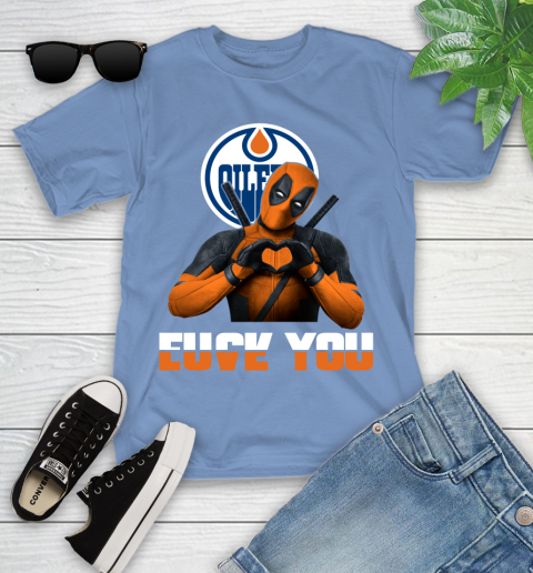 NHL Edmonton Oilers Deadpool Love You Fuck You Hockey Sports Youth T-Shirt 15