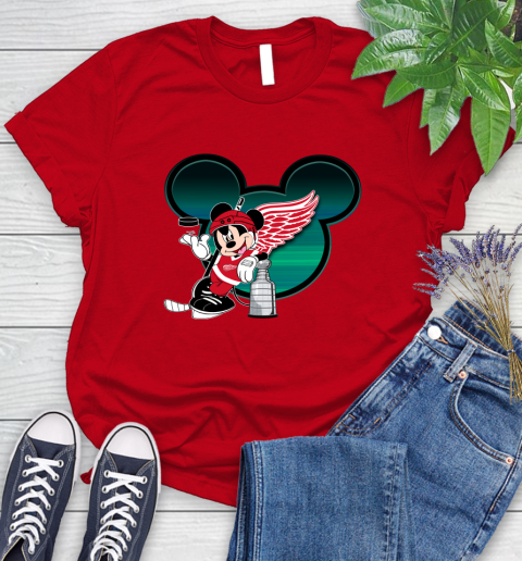 NHL Detroit Red Wings Stanley Cup Mickey Mouse Disney Hockey T Shirt Women's T-Shirt 9