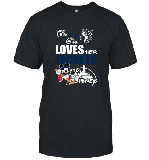 This Girl Love Her Columbus Blue Jackets And Mickey Disney Unisex Jersey Tee