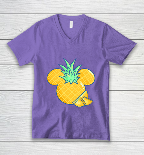 Disney Mickey Friends Mickey Pineapple Logo V-Neck T-Shirt 8
