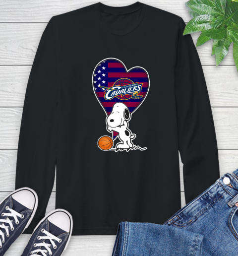 Cleveland Cavaliers NBA Basketball The Peanuts Movie Adorable Snoopy Long Sleeve T-Shirt 2