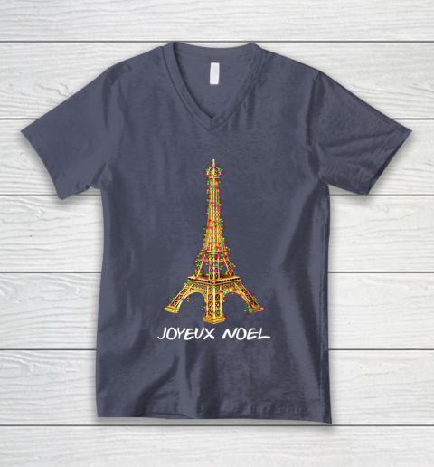 Joyeux Noel French Merry Christmas Eiffel Tower V-Neck T-Shirt 7