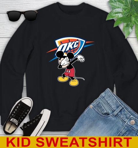 Oklahoma City Thunder NBA Basketball Dabbing Mickey Disney Sports Youth Sweatshirt 2
