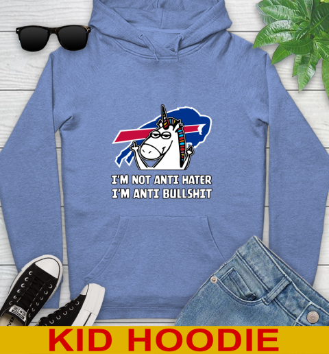 Buffalo Bills NFL Football Unicorn I'm Not Anti Hater I'm Anti Bullshit Youth Hoodie 12