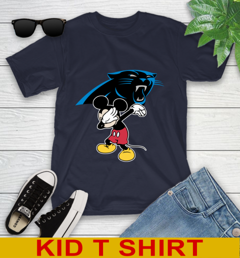Carolina Panthers NFL Football Dabbing Mickey Disney Sports Youth T-Shirt 3
