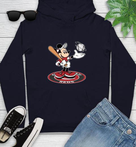 MLB Baseball Cincinnati Reds Cheerful Mickey Disney Shirt Youth Hoodie 5 MLB Baseball Cincinnati Reds Cheerful Mickey Disney Shirt Youth Hoodie - Image 5