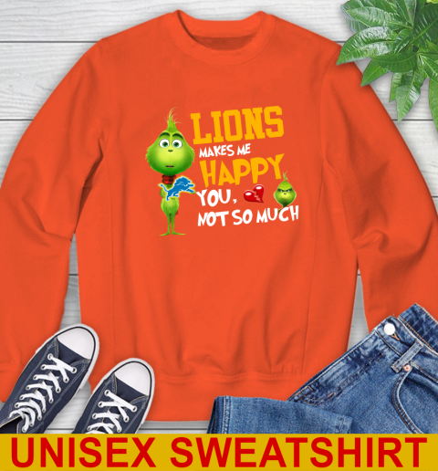 NFL Detroit Lions Makes Me Happy You Not So Much Grinch Football Sports Sweatshirt 3
