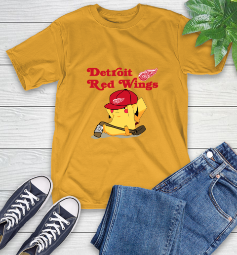 NHL Pikachu Hockey Sports Detroit Red Wings T-Shirt 3