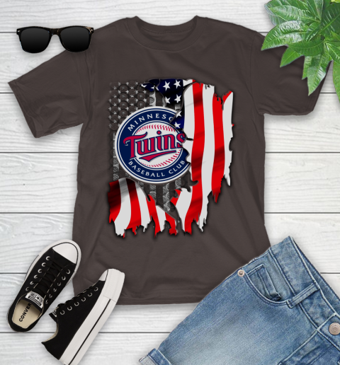 Minnesota Twins MLB Baseball American Flag Youth T-Shirt 7