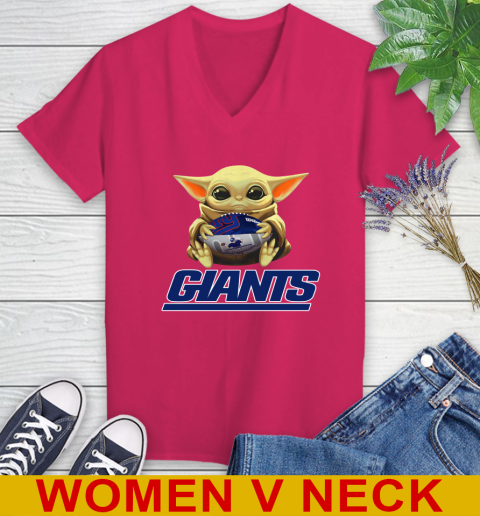 NFL Football New York Giants Baby Yoda Star Wars Shirt Women's V-Neck T-Shirt 10