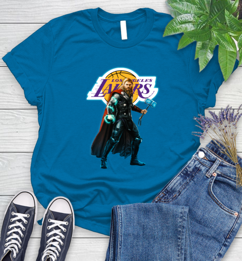 NBA Thor Avengers Endgame Basketball Los Angeles Lakers Women's T-Shirt 7